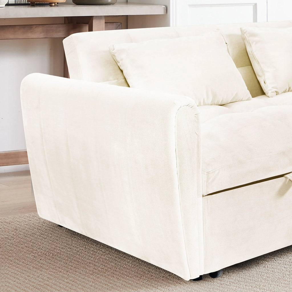 Divano letto convertibile 3-in-1 in velluto da 64,96", con schienale regolabile, tasca portaoggetti e portata di 500 lb
