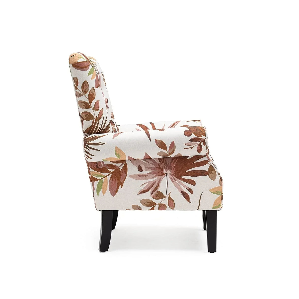 Fauteuil d’appoint moderne Erommy, fauteuil à dossier haut, canapé une place en tissu rembourré avec boutons et pieds en bois pour le salon