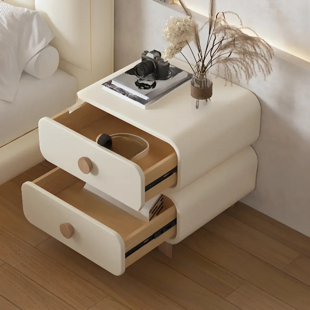 Mesa de cabeceira escandinava Pleather com acabamento em pele sintética