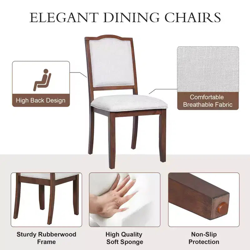 Ensemble de 4 chaises de salle à manger de style maison de campagne, à dossier haut et assise rembourrée