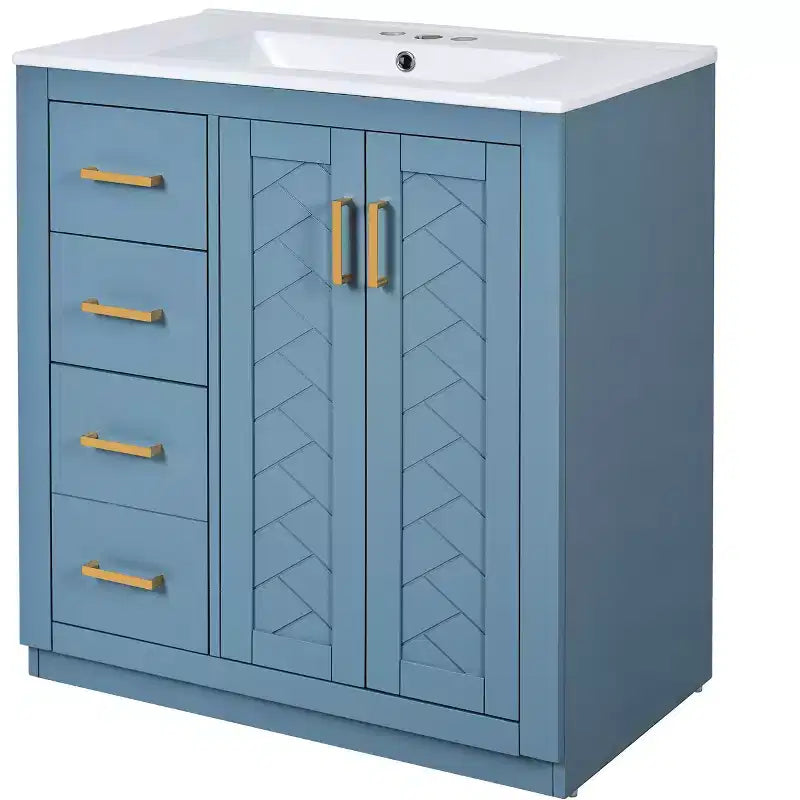 30 Single Sink Bathroom Vanity with Cabinet & 3 Drawers ??Black / Blue / Green / Indigo / White
