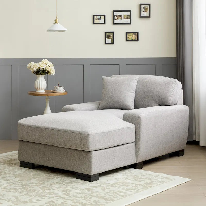 Sofá-cama moderno de meados do século, extragrande, com chaise longue e almofada