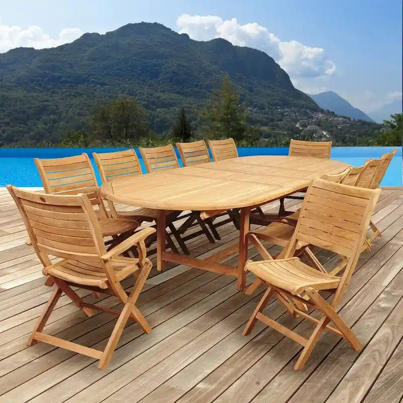 Amazonia Teak Sessa ausziehbares 13-teiliges Terrassen-Ess-Set – 13-teilig