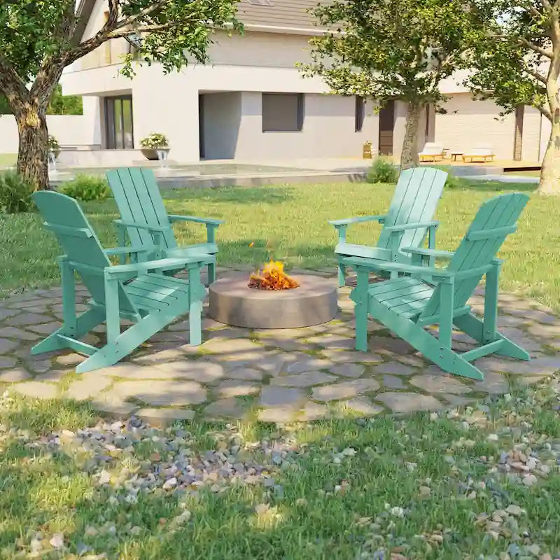 Conjunto de 4 cadeiras Adirondack de exterior em madeira resistente às intempéries Bonosuki