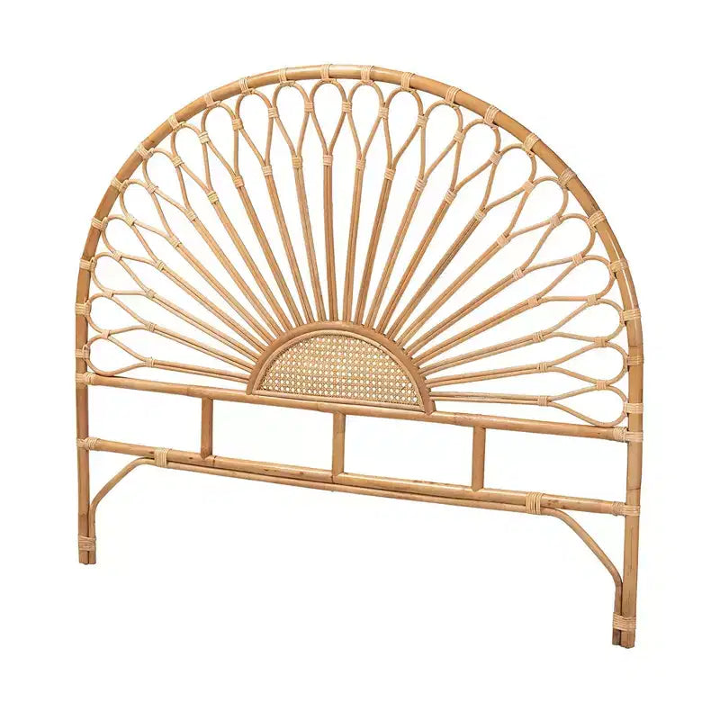 Cabeceira de cama em rattan natural, castanho