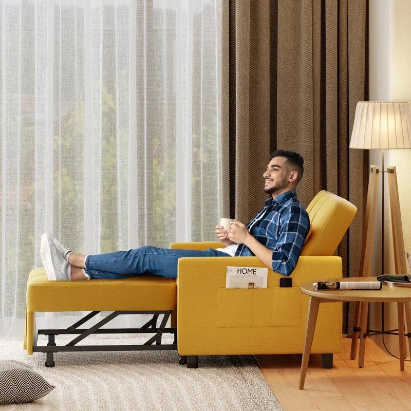 Sofá-cama ajustável 3 em 1, sofá-cadeira extraível, cama dobrável convertível para a sala de estar