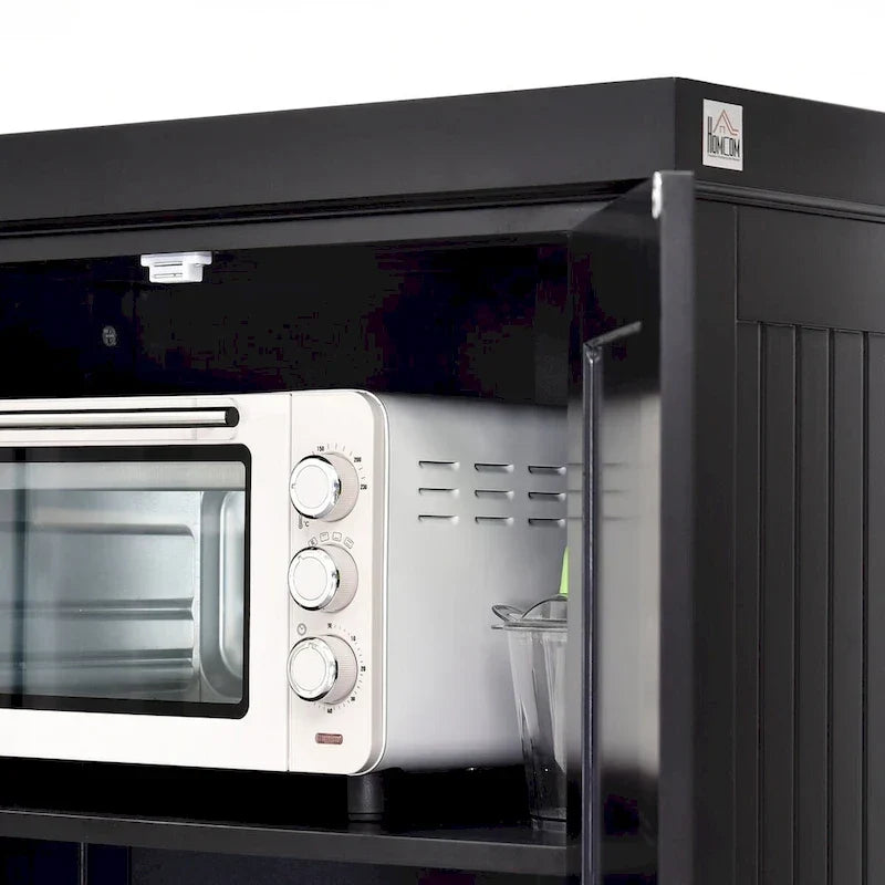 Armário despenseiro de cozinha de 72, tradicional e independente, com 4 portas, 3 prateleiras ajustáveis e gaveta central grande