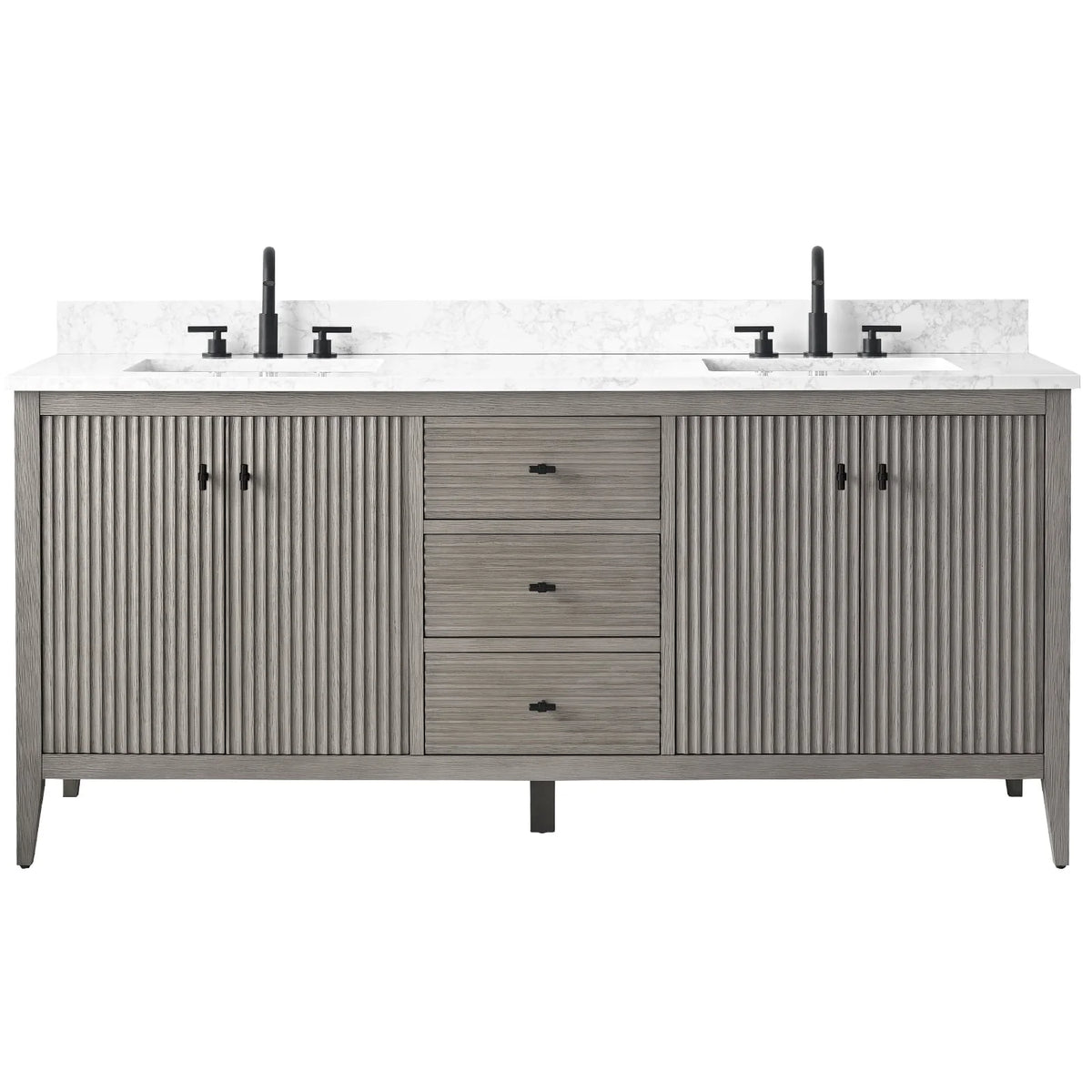 Mobile bagno Vanity Art 72 con doppio lavabo e piano in marmo composito