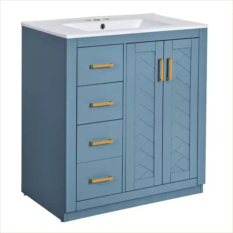 30 Single Sink Bathroom Vanity with Cabinet & 3 Drawers ??Black / Blue / Green / Indigo / White