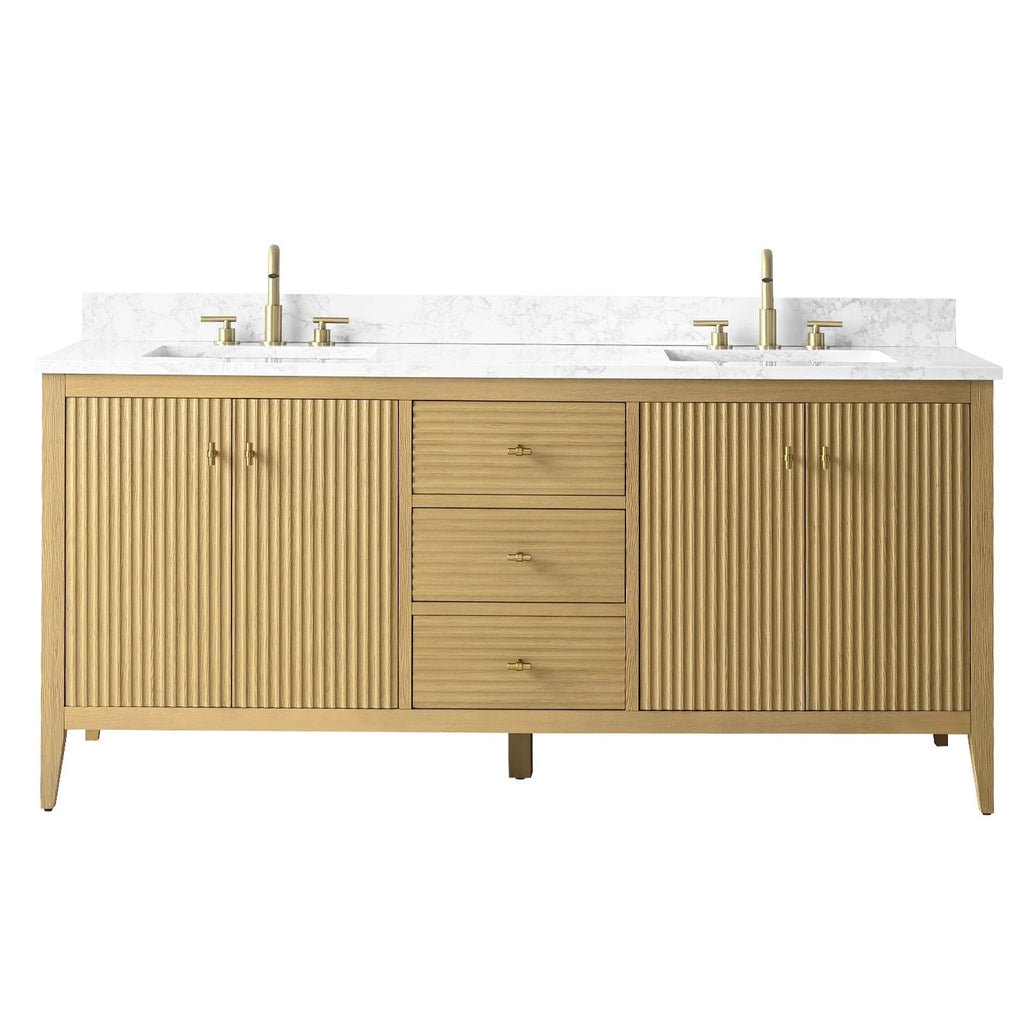 Mobile bagno Vanity Art 72 con doppio lavabo e piano in marmo composito