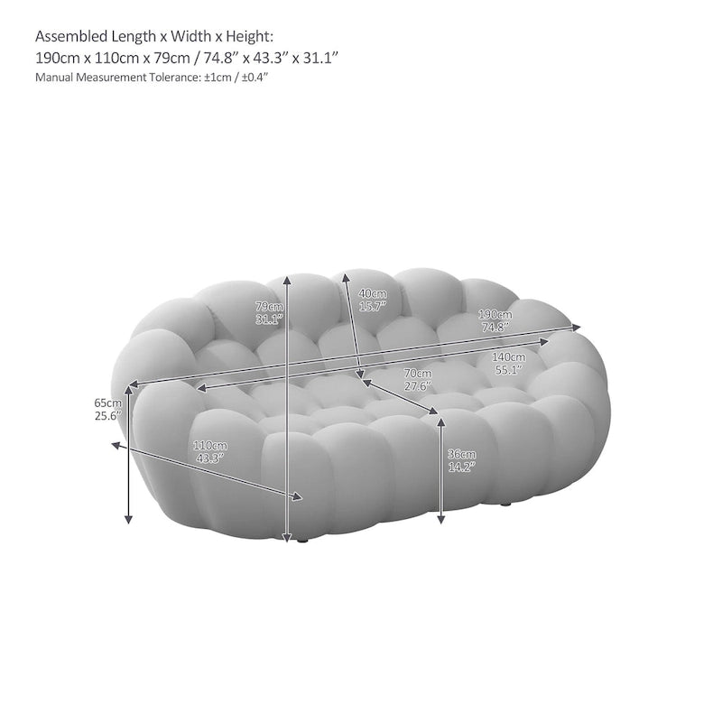 Sofá relax curvo Bubble de 2 lugares, em forma de favo de mel, com tecido têxtil 3D, para sala de estar, salão ou apartamento