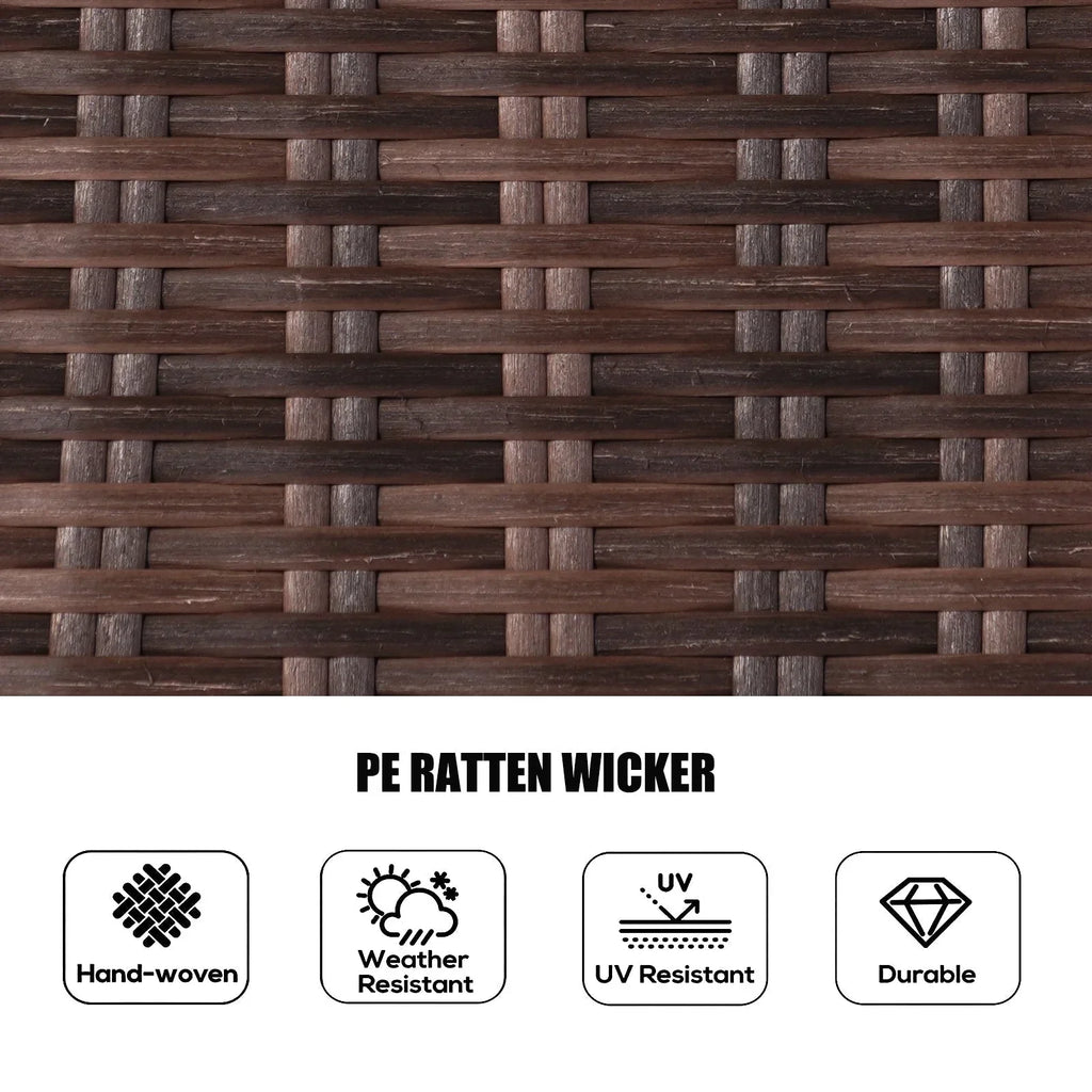 7 Pieces Outdoor Rattan Wicker Patio Round Dining Set with Cushions by Moda Furnishings