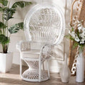 Chaise paon Kallima moderne bohème en rotin naturel blanc