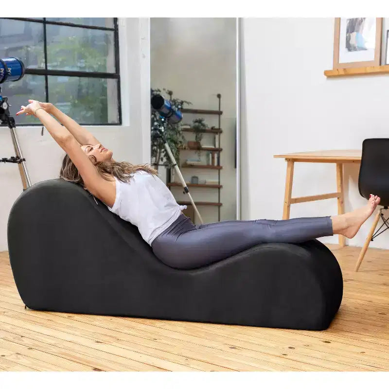 Espreguiçadeira elegante Avana para ioga - fabricada nos EUA - ideal para alongamentos, relaxamento, exercício e muito mais, 60D x 18W x 26H polegadas, cinzento-claro