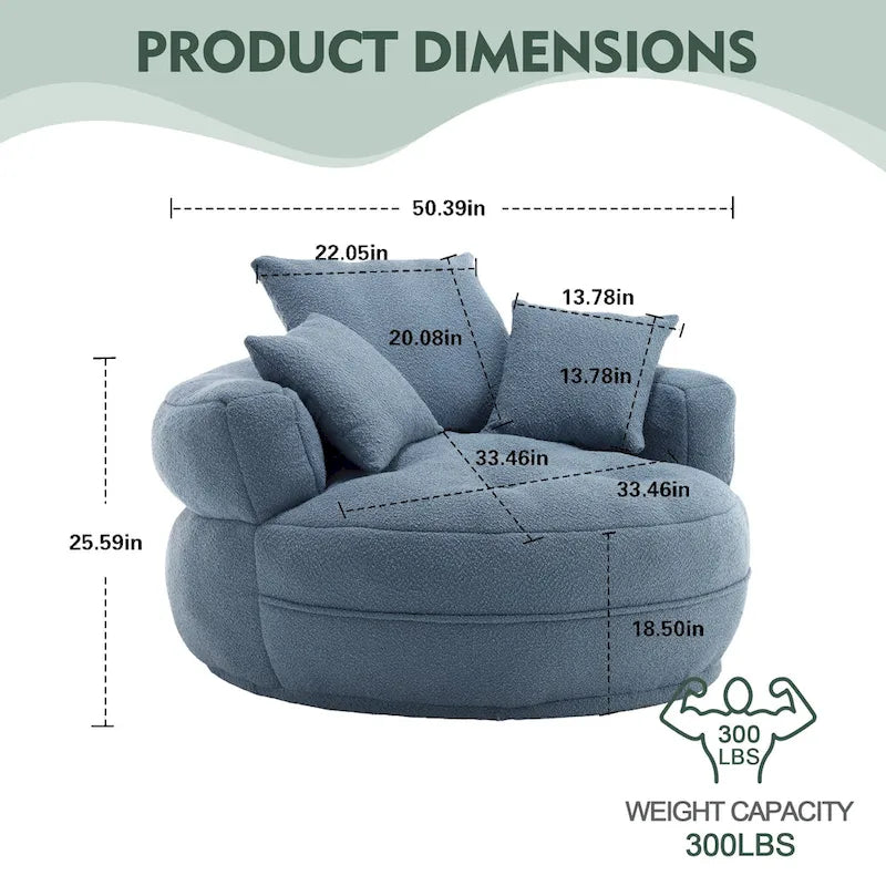 Runder Lazy-Sofa-Sessel -C Weiß/Blau/Grau/Gelb/Orange/Rosarot/Marineblau/Grün, Einzel- und Zweisitzer