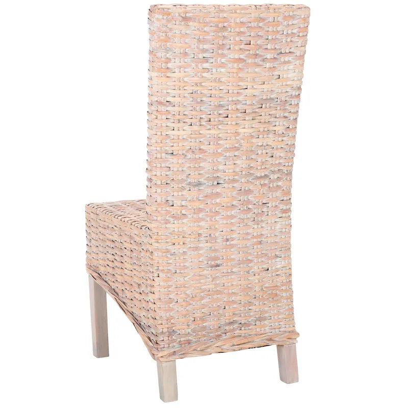 Set aus 2 Esszimmerstühlen aus natürlichem Flechtwerk, 19 B × 22 T × 41 H, Boho-Küstenstil