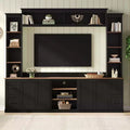 Unità a parete centro d'intrattenimento in stile rustico ModernLuxe 4-in-1, adatta a TV fino a 70, mobile TV e console multimediale con ripiani e cassetti regolabili