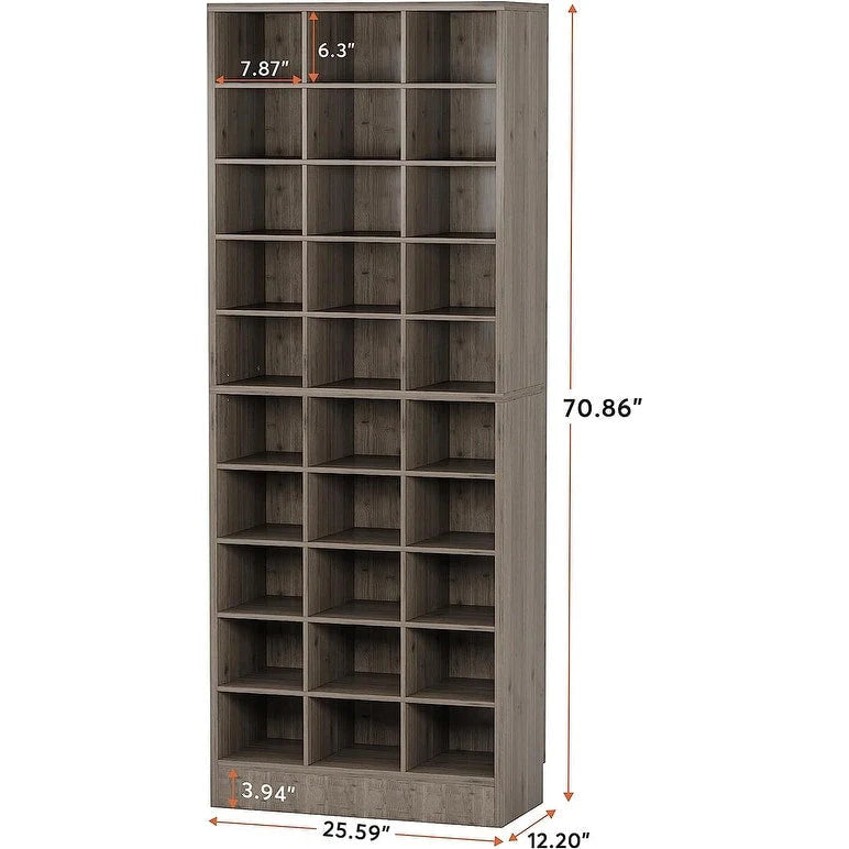 Scarpiera alta da 30 paia, scaffale portascarpe in legno bianco a 10 ripiani per guardaroba e ingresso - 10 ripiani