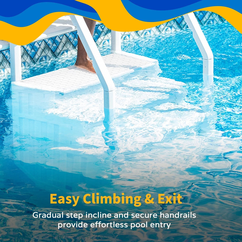 Escada Blue Wave Easy Pool com degraus e escada exterior para piscinas acima do solo - 32.5 in. W x 56 in. D x 81 in. H