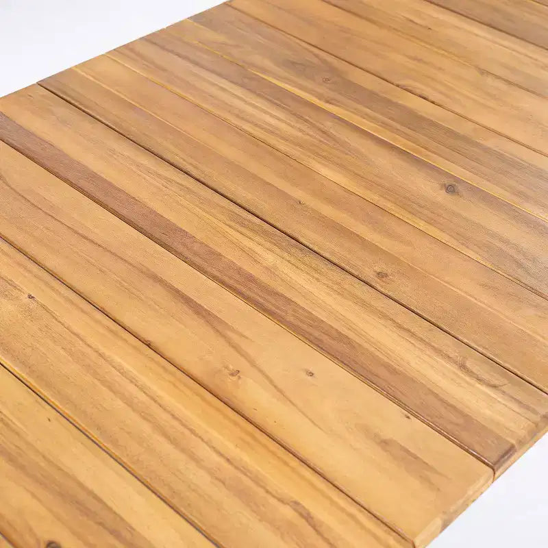 Conjunto de jantar rústico Irene da Christopher Knight Home com 9 peças, em madeira de acácia para exterior, cadeiras com encosto curvo e almofadas