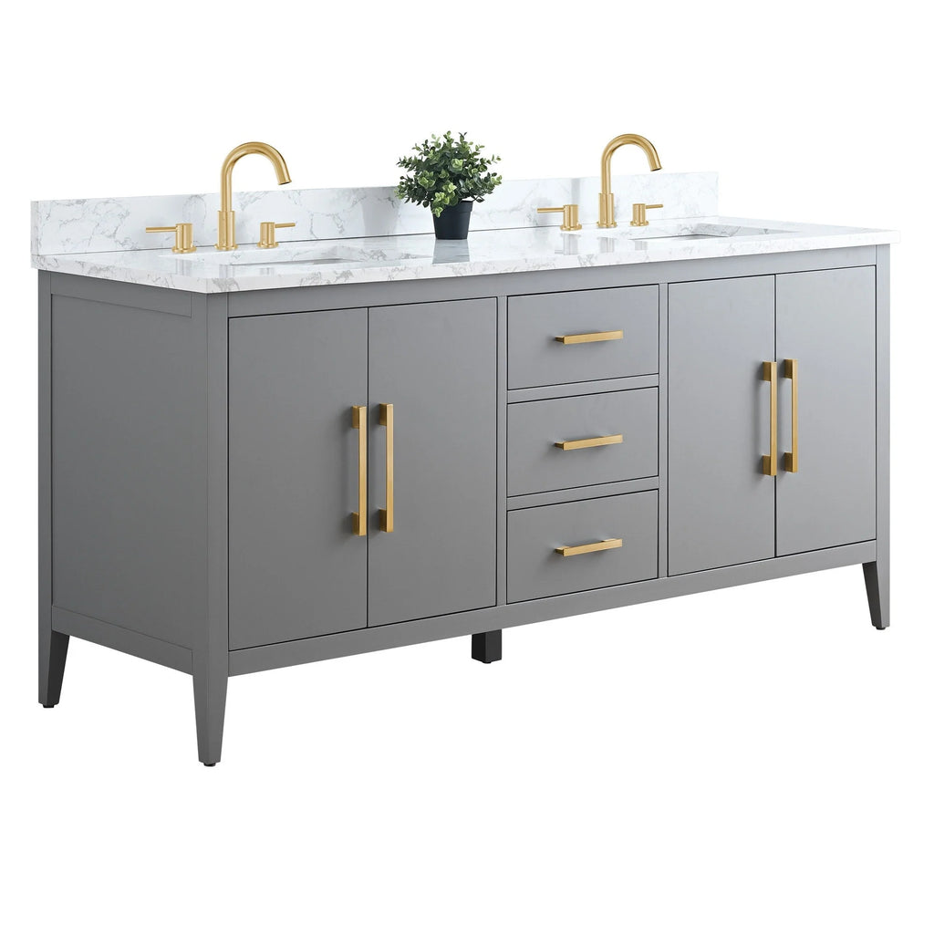 Mobile bagno Vanity Art 72 con doppio lavabo e piano in marmo composito