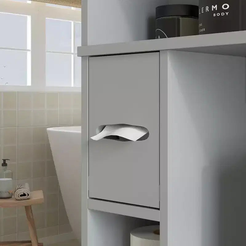 Armário HOMCOM para arrumação sobre a sanita, organizador moderno para casa de banho sobre a sanita com 2 portas, suporte para papel higiénico, economizador de espaço independente