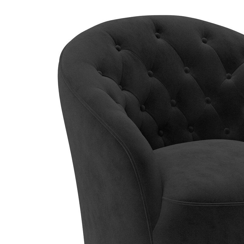 SEYNAR Modern Velvet Upholstered 360 Degree Swivel Barrel Chair with Button Tufted Back Set of 2