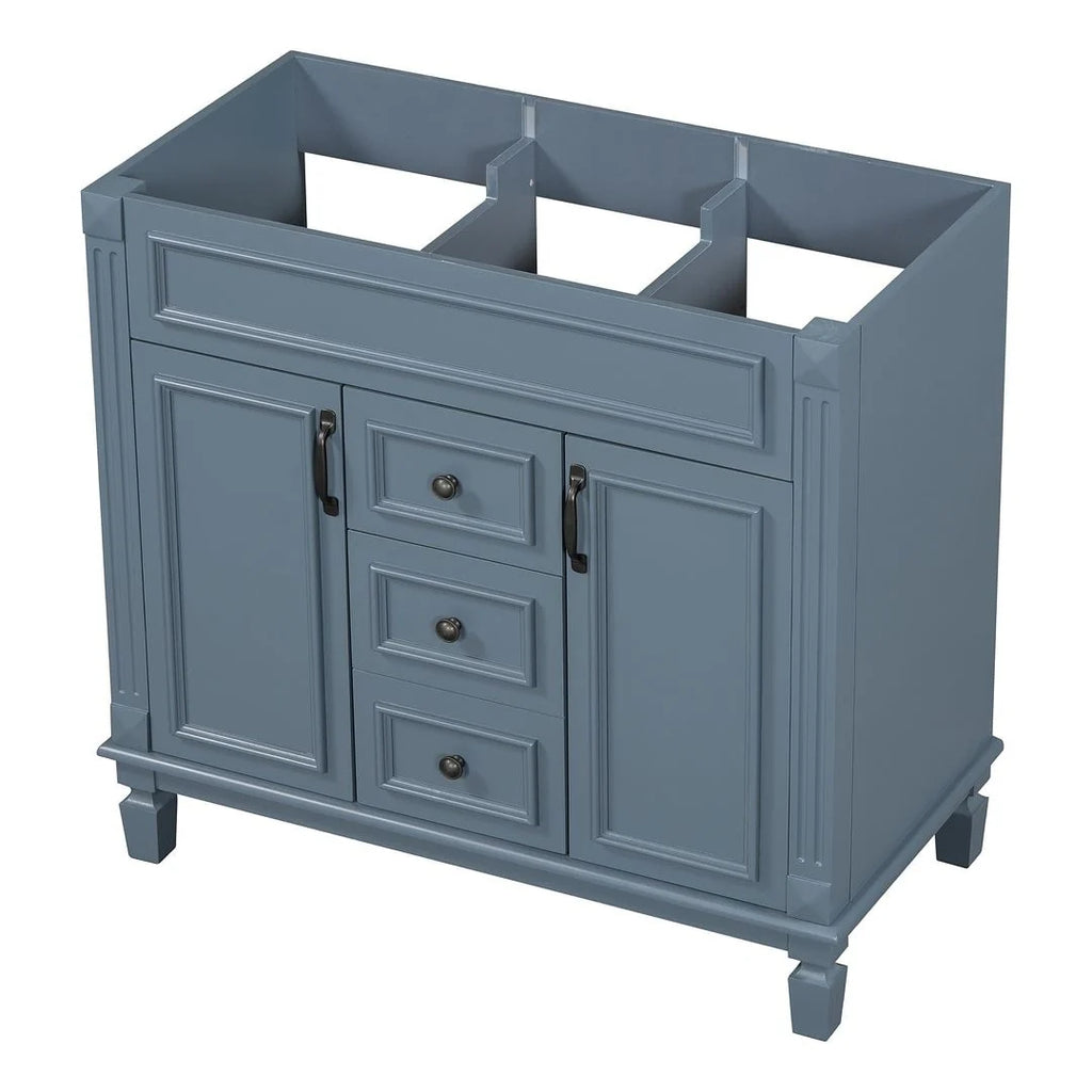 Moderne badkamermeubelset van 36 inch met wastafelblad, spiegelkast, 2 deuren en 2 laden