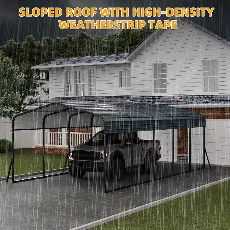 Carport in metallo LinTimes da 12x24 piedi con tetto in acciaio zincato, struttura verniciata a polvere, riparo resistente all'acqua per veicoli, protezione da esterno