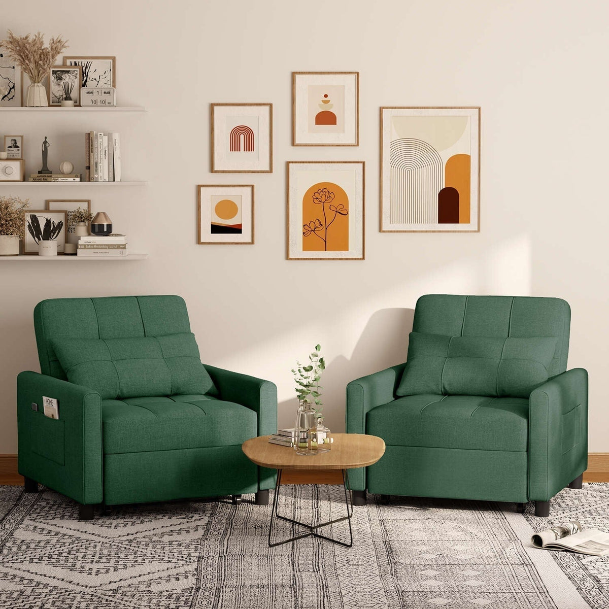 Sofá-cama ajustável 3 em 1, sofá-cadeira extraível, cama dobrável convertível para a sala de estar
