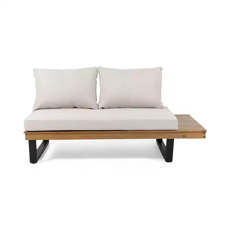 Conjunto de sofá modular de exterior em L, conjunto de lazer para pátio, conjunto de assentos para convívio no jardim com mesa de centro e almofada resistente à água - ModernLuxe