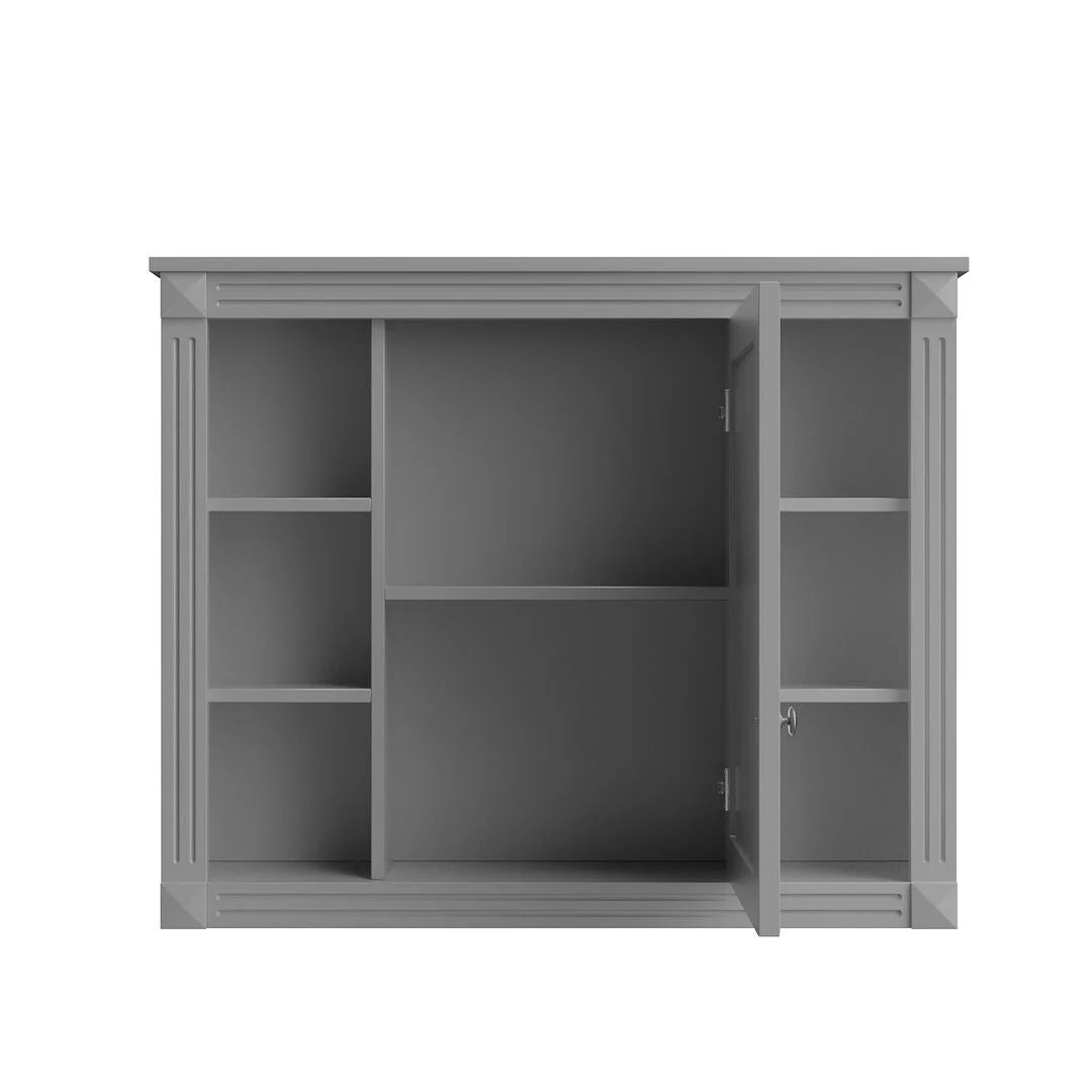 Moderne badkamermeubelset van 36 inch met wastafelblad, spiegelkast, 2 deuren en 2 laden