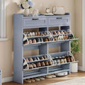 Schuhschrank mit 4 Klappschubladen und 2 oberen Schubladen, hölzerner Schuhorganizer-Schrank mit verstellbarem Regal, freistehende Schuhaufbewahrungsschränke
