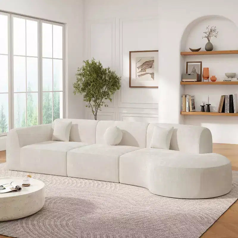 140-Zoll-modernes gebogenes Ecksofa mit Chaiselongue, 3-teiliges Set, für das Wohnzimmer
