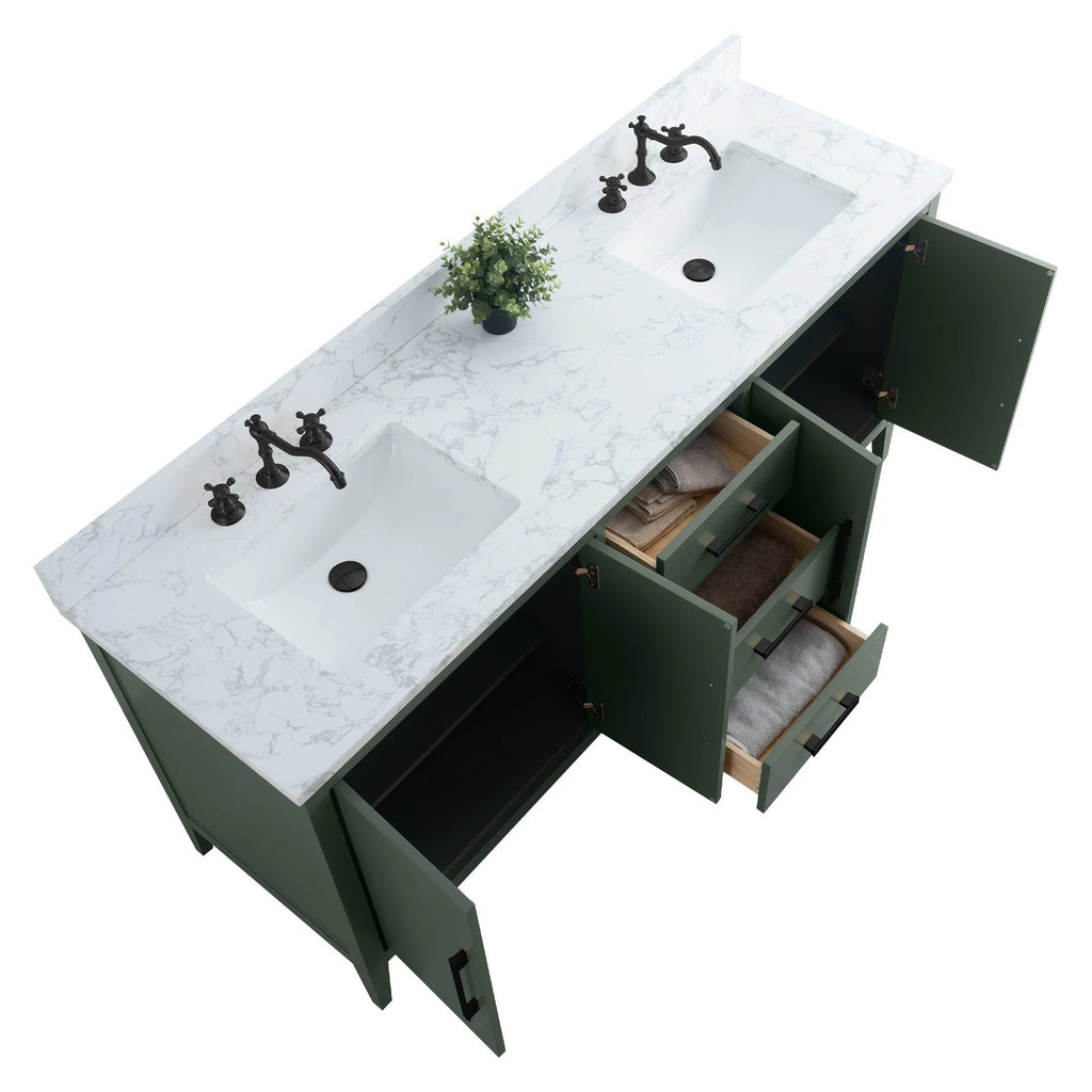 Mobile bagno Vanity Art 72 con doppio lavabo e piano in marmo composito