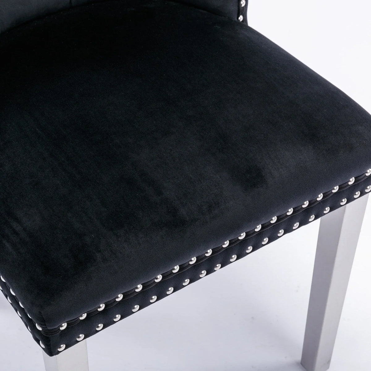Tapicerowane pikowane krzesło do jadalni z aksamitu i nogami z litego drewna, zestaw 6 sztuk