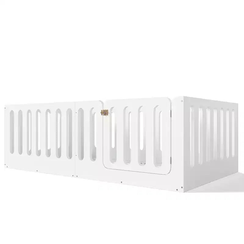 Cama Montessori de chão branca, tamanho Twin, com grades de proteção e porta - madeira maciça, 1 criança