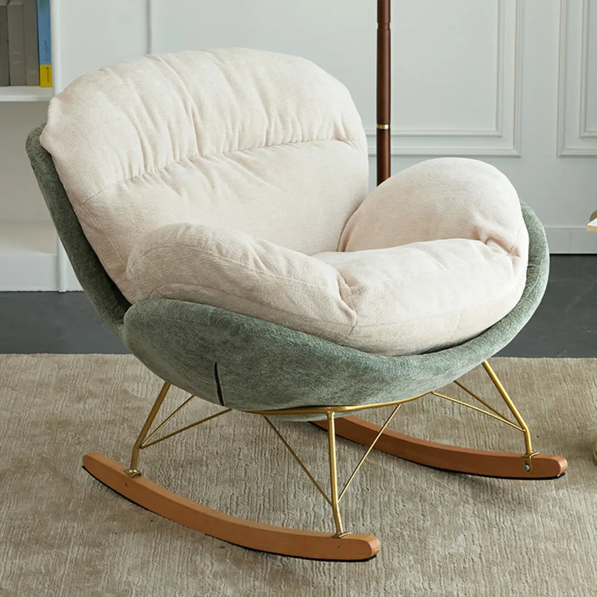 Modern Velvet Ergonomic Upholstered Rocking Chair for Nursery