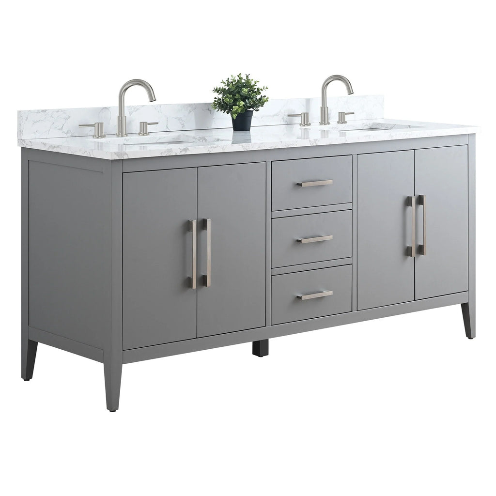Mobile bagno Vanity Art 72 con doppio lavabo e piano in marmo composito