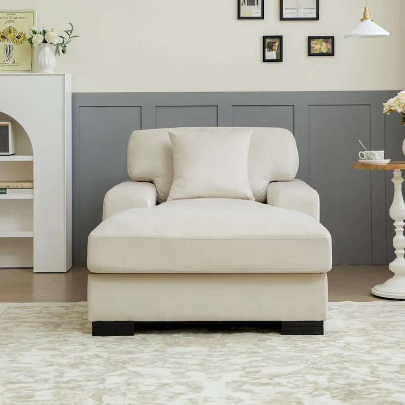 Sofá-cama moderno de meados do século, extragrande, com chaise longue e almofada