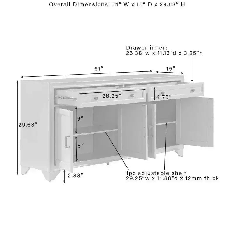 Set da 3 pezzi Tara di credenza e dispensa effetto usurato - Crosley