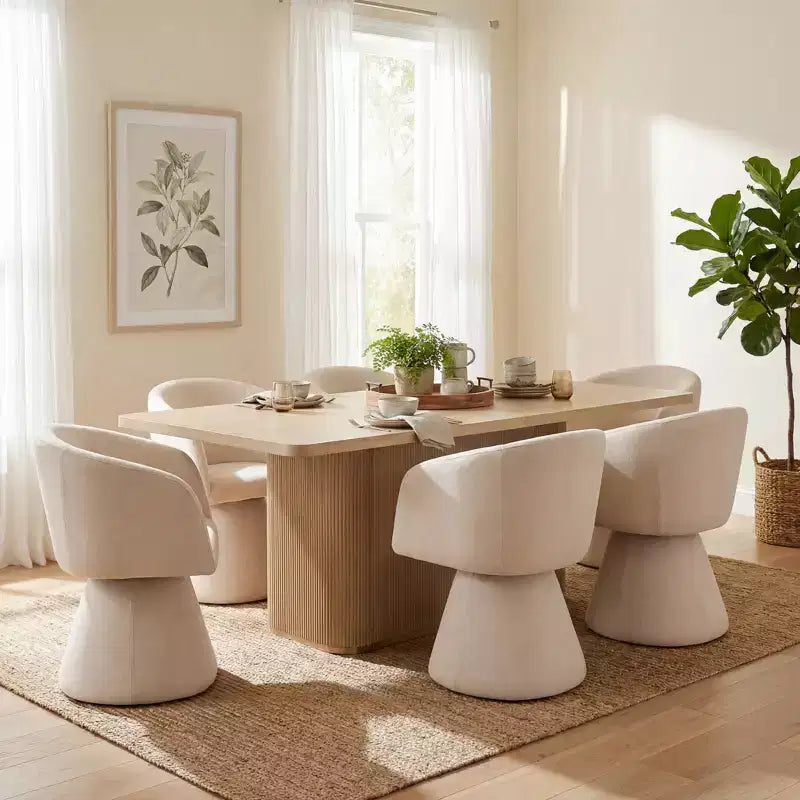 Conjunto de jantar moderno de madeira e metal Christopher Knight Home Yodsak com 7 peças e cadeiras giratórias a 180