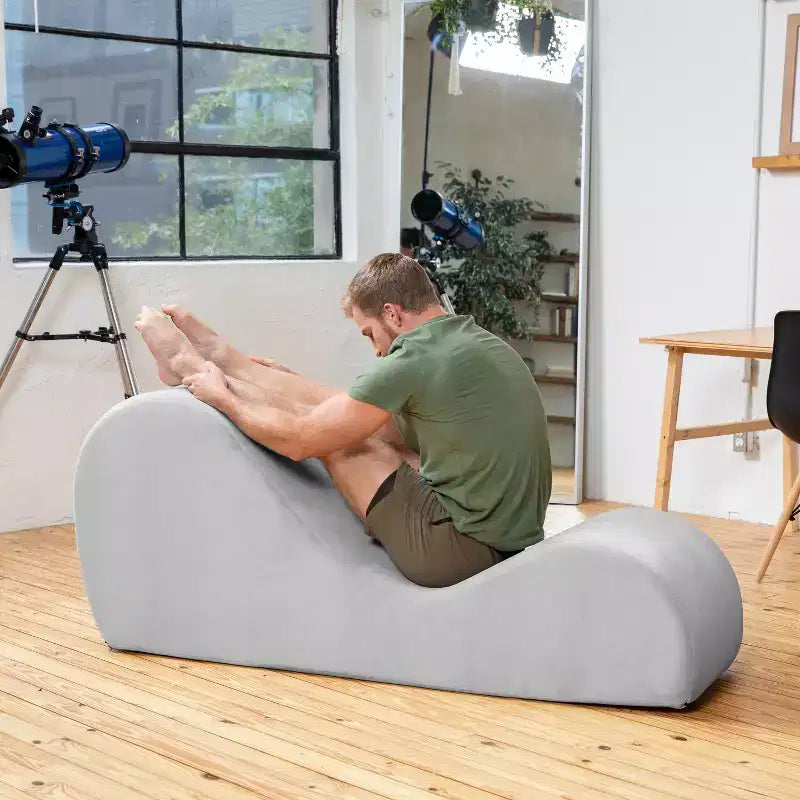 Espreguiçadeira elegante Avana para ioga - fabricada nos EUA - ideal para alongamentos, relaxamento, exercício e muito mais, 60D x 18W x 26H polegadas, cinzento-claro