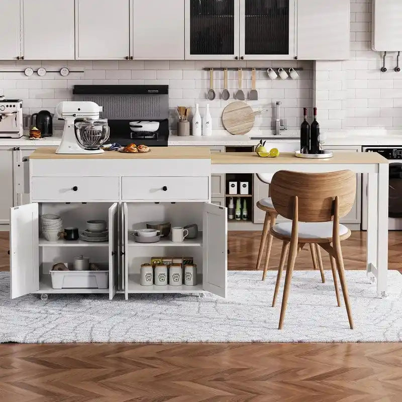 Isola da cucina Abner con tavolo da pranzo allungabile