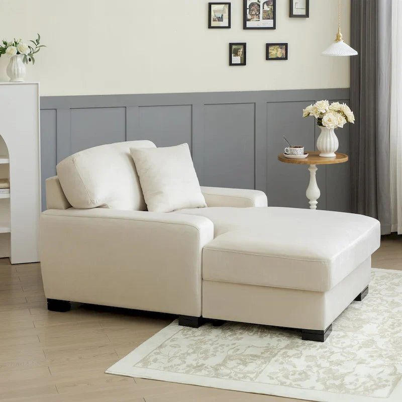 Sofá-cama moderno de meados do século, extragrande, com chaise longue e almofada