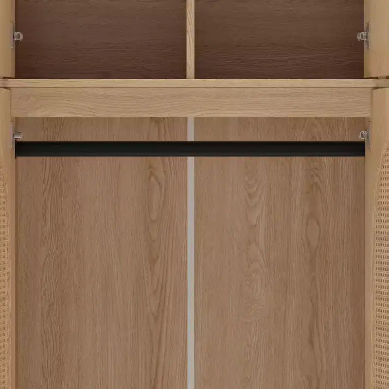 Armário roupeiro alto de 70.87, com 8 portas e grande capacidade, varão para roupa, prateleiras ajustáveis e portas decorativas em vime