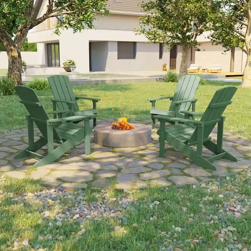 Conjunto de 4 cadeiras Adirondack de exterior em madeira resistente às intempéries Bonosuki