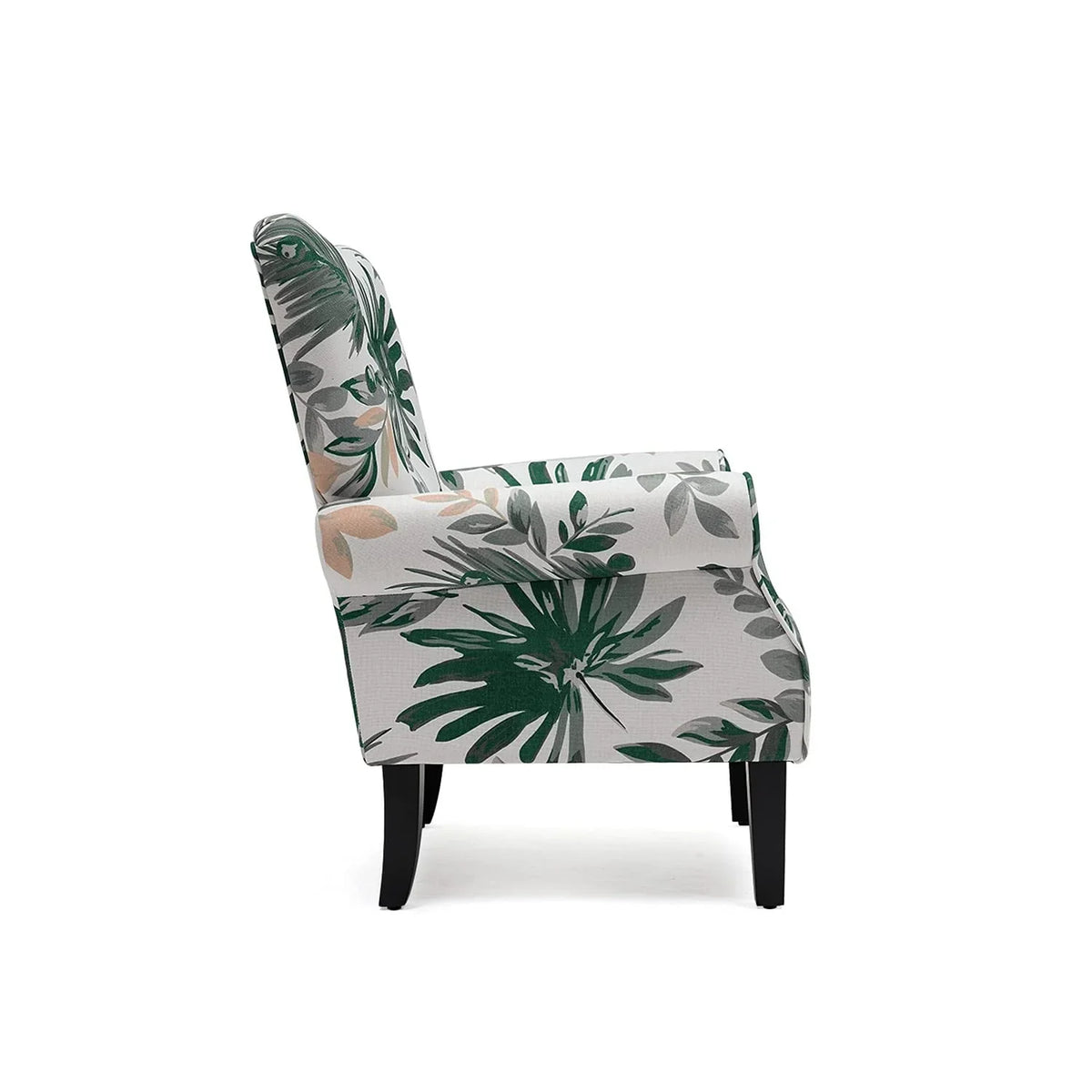 Fauteuil d’appoint moderne Erommy, fauteuil à dossier haut, canapé une place en tissu rembourré avec boutons et pieds en bois pour le salon