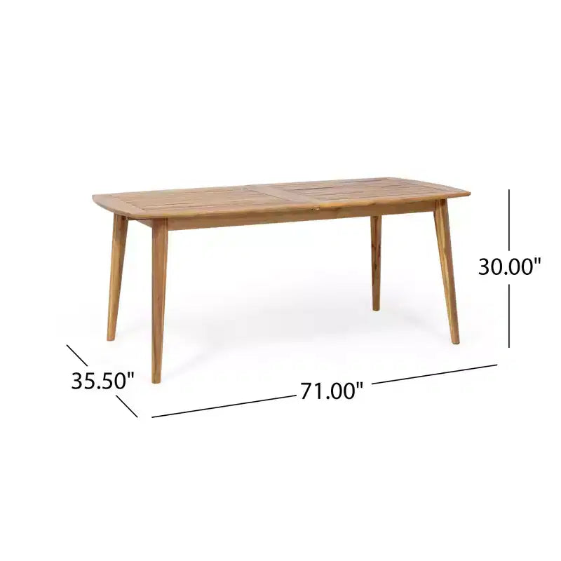 Set da pranzo da patio esterno espandibile, 7 pezzi, con sedie impilabili e tavolo in legno di acacia
