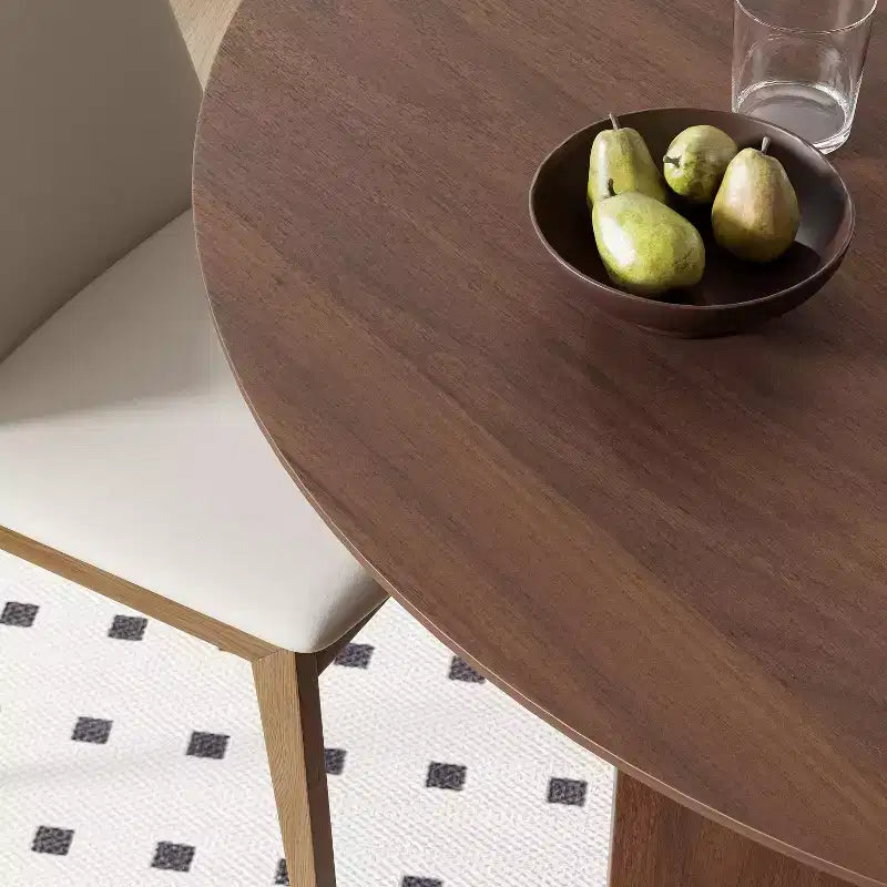 Mesa de jantar redonda PexFix de madeira maciça, 45 x45, com acabamento em nogueira e pernas arqueadas elegantes para salas de jantar e cozinhas modernas